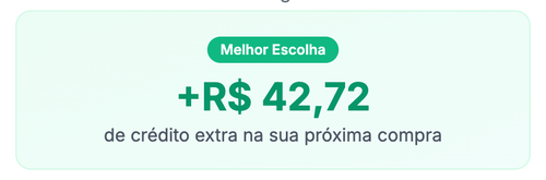 Seção de bônus com valor em destaque e badge Melhor Escolha