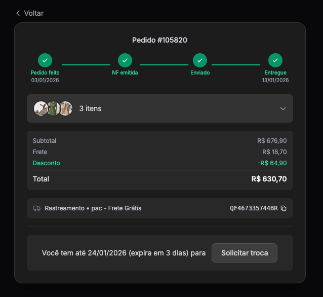 Central do Cliente - Modo Dark