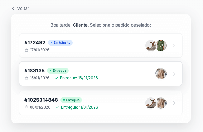Lista de pedidos do cliente